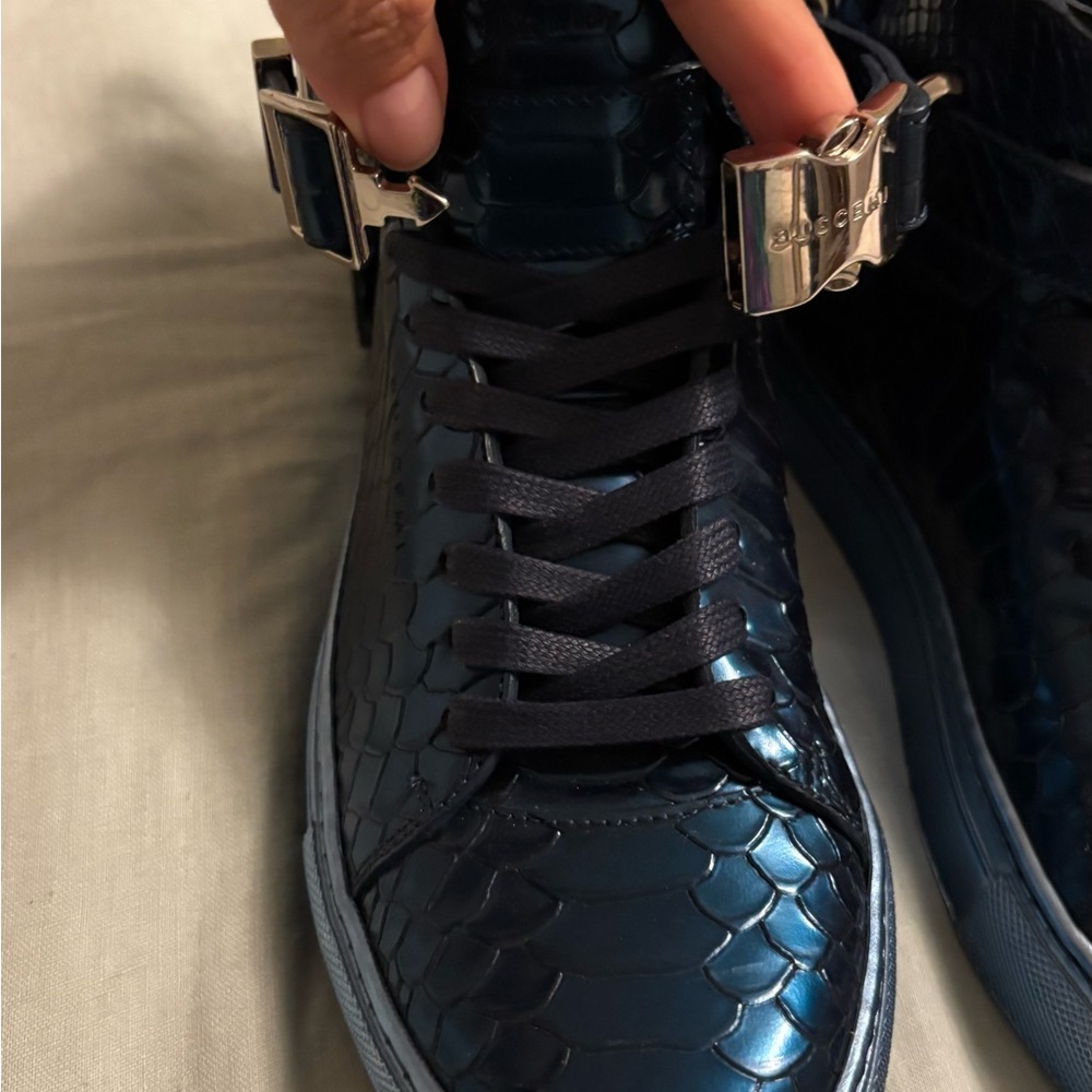 Buscemi Navy Python-Embossed Sneakers - Picture 7 of 9